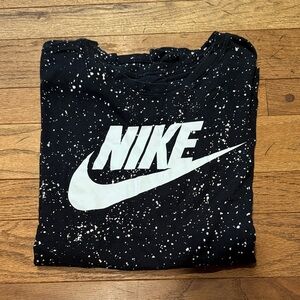 Nike Black Tee with White Logo and Splatter